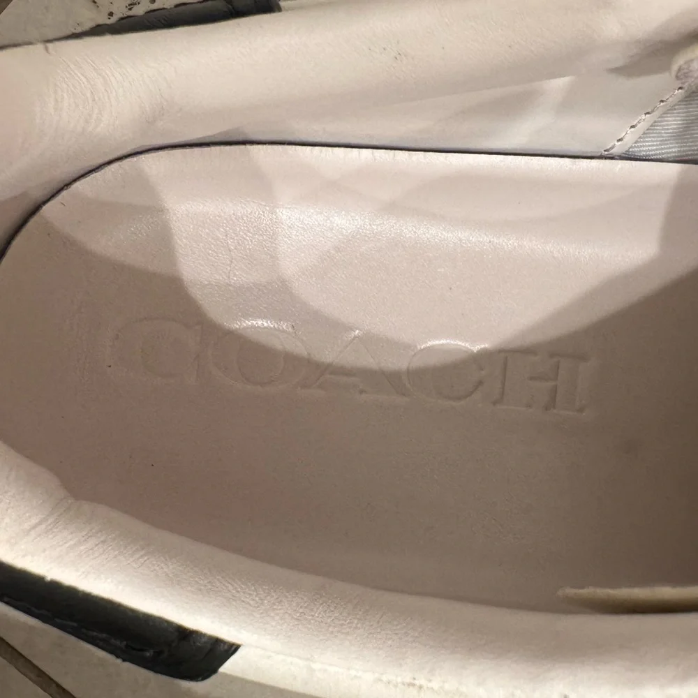 Coach Keith Haring White Leather Sneakers with Black Accents - Picture 3 of 9